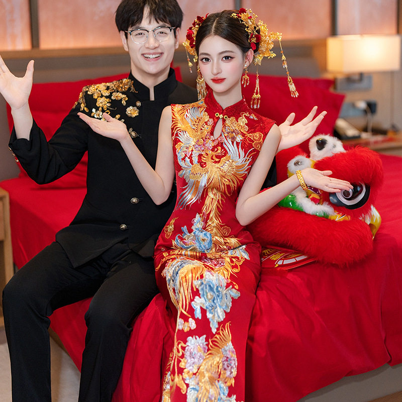 高级感结婚新娘旗袍2026新款绝美晨袍重工红色婚礼敬酒服高端大气
