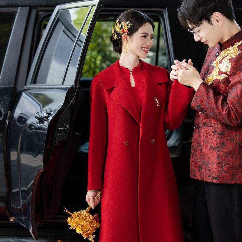 金玉儿小个子订婚结婚红色大衣2025高贵新款新娘保暖羊毛呢子外套,女装/女士精品,毛呢外套,淘宝优惠券,粉丝福利购,淘宝优惠卷