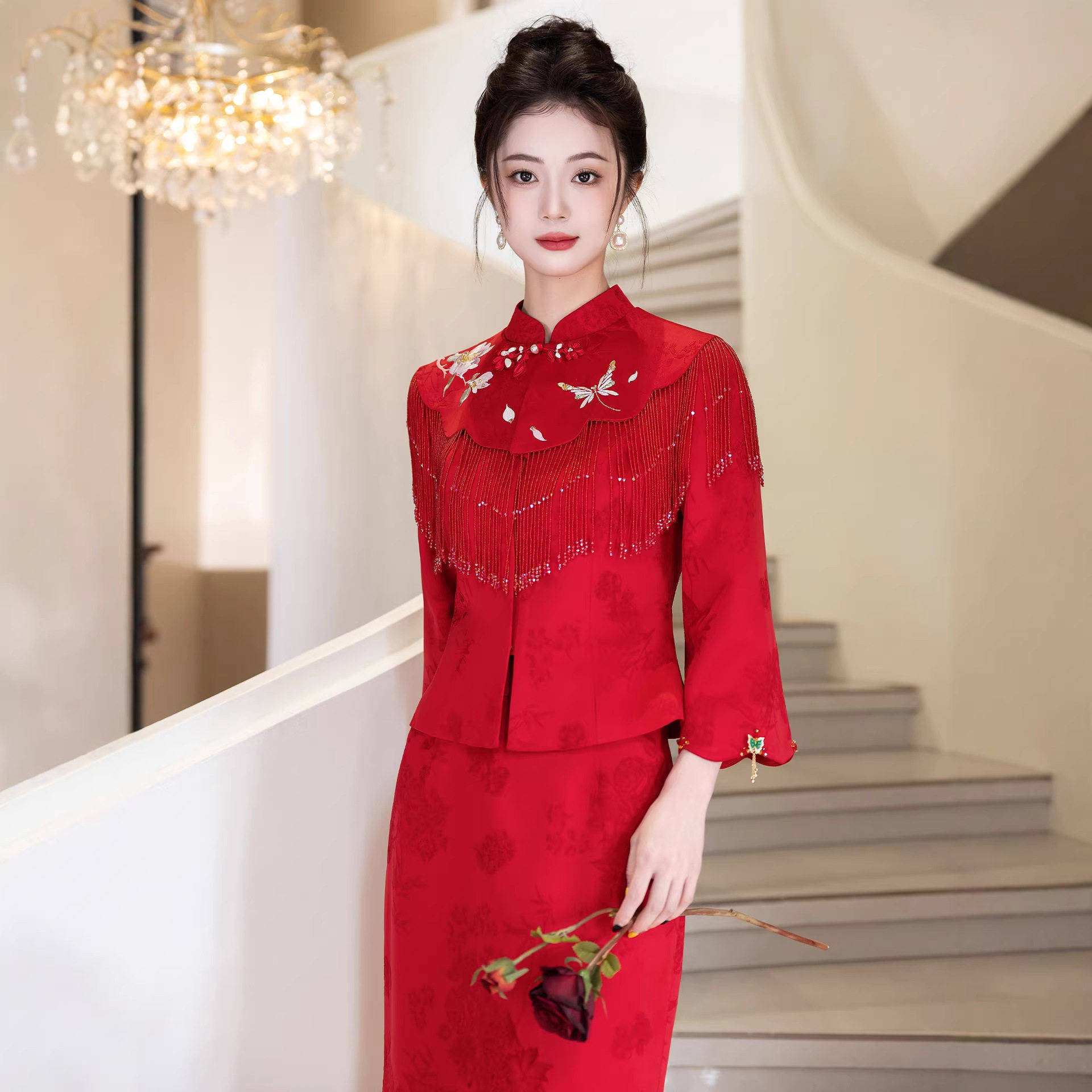 新中式红色订婚礼服小个子2026新款结婚新娘旗袍高级感敬酒服婚服