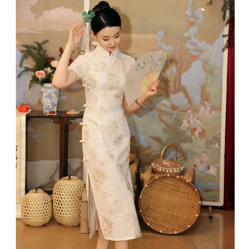 旗袍订婚晚礼服连衣裙女复古晨袍礼服新娘结婚敬酒服日常可穿领证