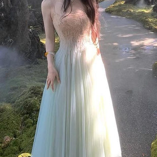 法式超大裙大摆仙女裙吊带裙夏日度假绝美礼服2025年春夏新款晨袍