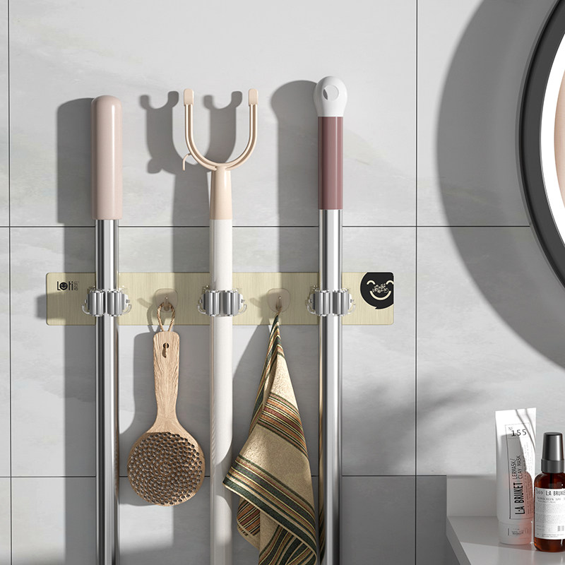 乐贴强力无痕拖把架免打孔