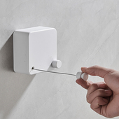 日式 晾衣绳室内免打孔不锈钢丝阳台收缩室外一拉紧 白色隐形伸缩款