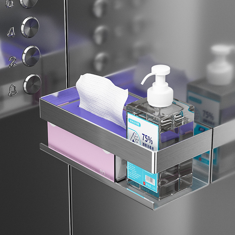 免打孔粘贴电梯置物架304不锈钢