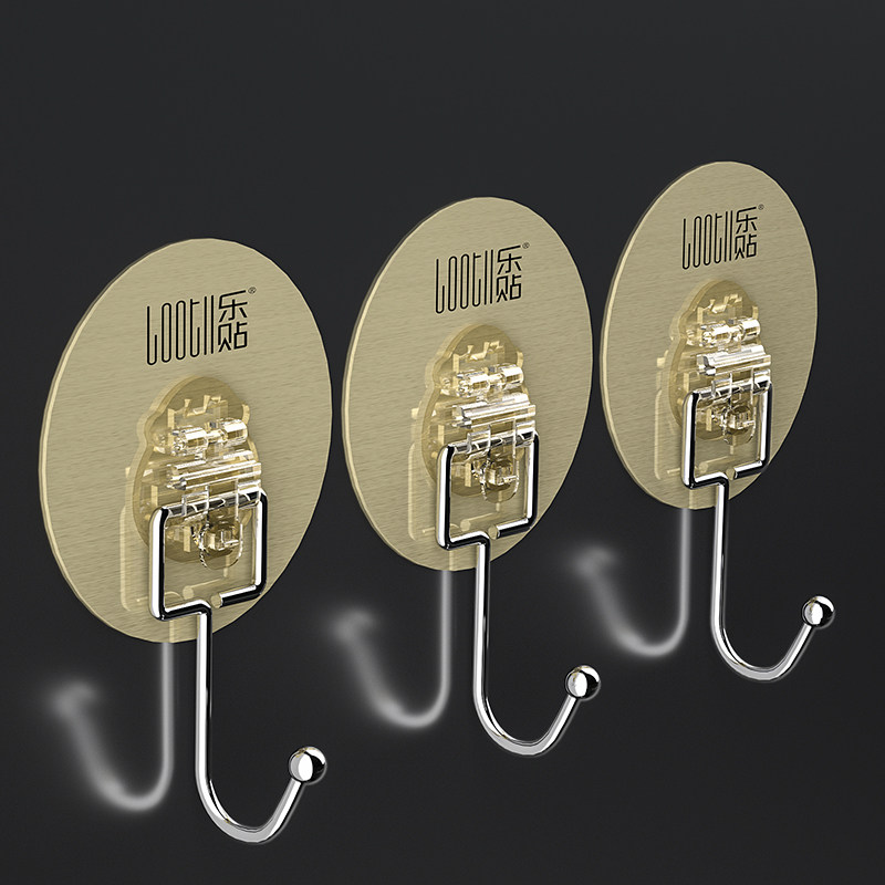 乐粘钩强无痕发光挂钩不锈钢挂钩家用粘贴无冲压创意可拆卸挂钩