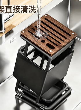 枪灰色金属刀架筷子筒一体收纳架厨房台面刀具菜刀架家用置物架