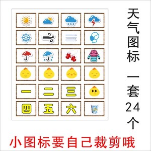 韩国象台科学区记录天气预报提示天气图标墙贴幼儿园气象角晴雨表
