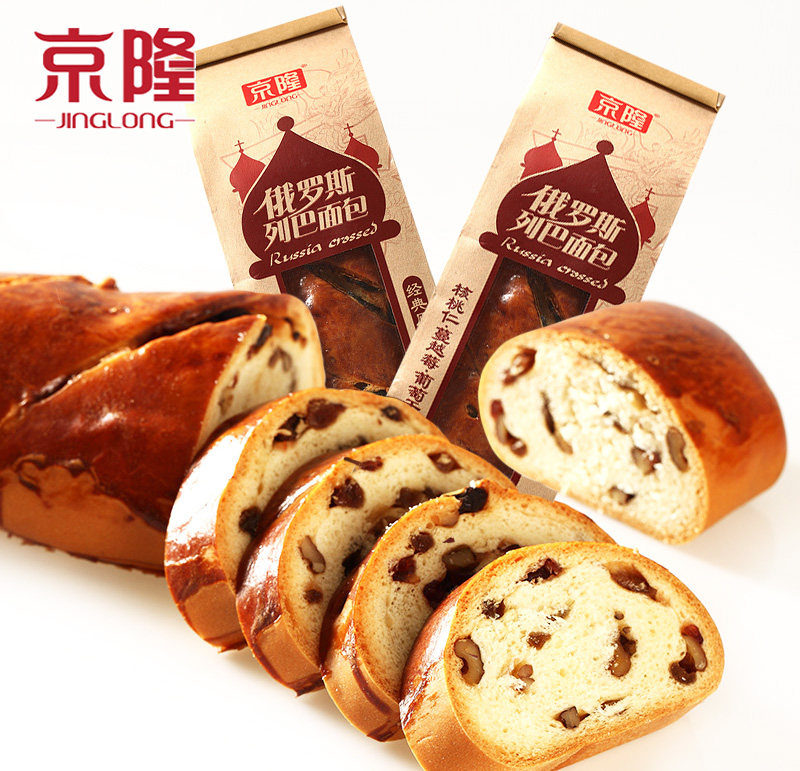京隆320g俄罗斯大列巴面包特产坚果仁核桃切片吐司面包早餐糕点心