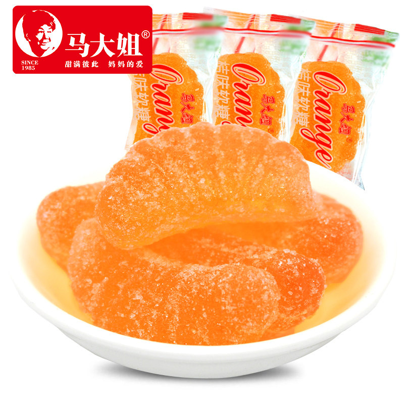 马大姐桔味软糖500g袋装 橘子瓣形软糖结婚喜糖80后怀旧休闲零食