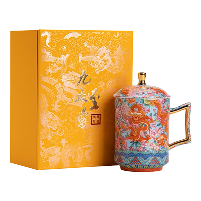 臻弘陶瓷水杯鎏金珐琅彩
