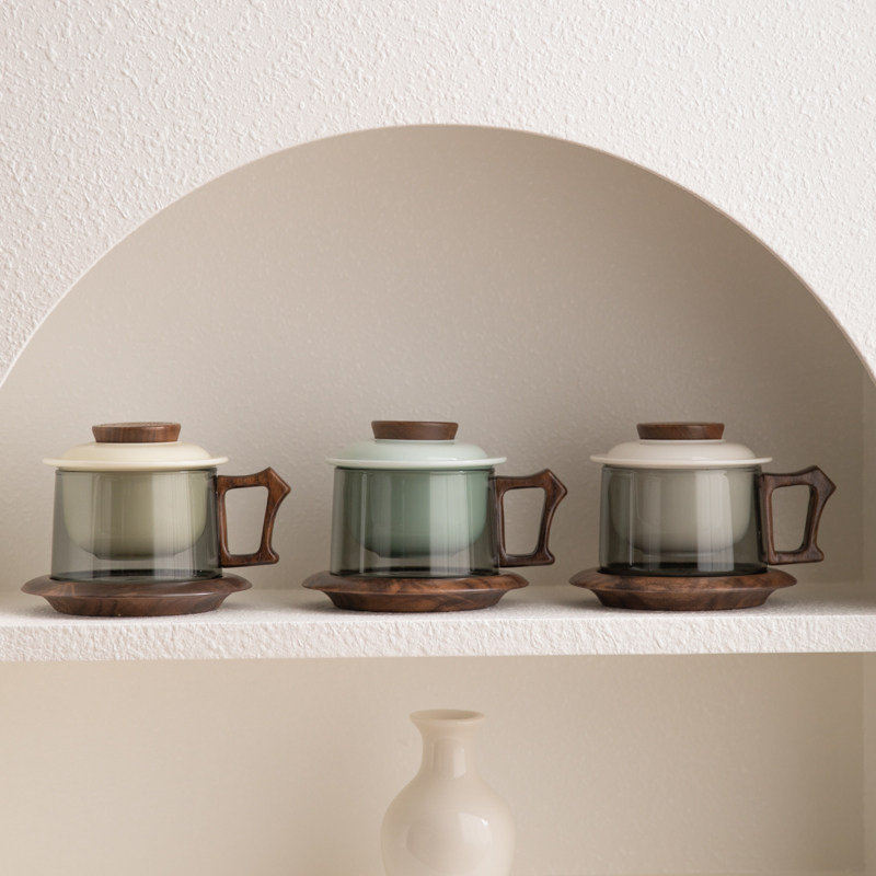 高档小精致玻璃咖啡杯陶瓷泡茶杯杯子日式轻奢家用办公室茶咖时光