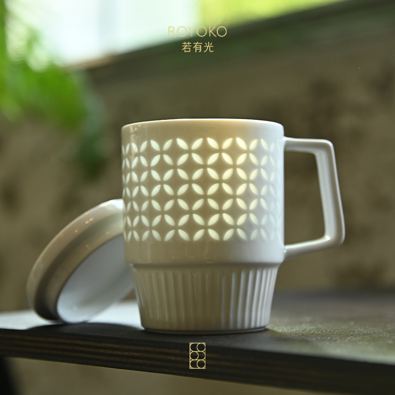 玲珑瓷马克杯茶水分离水杯耐高温