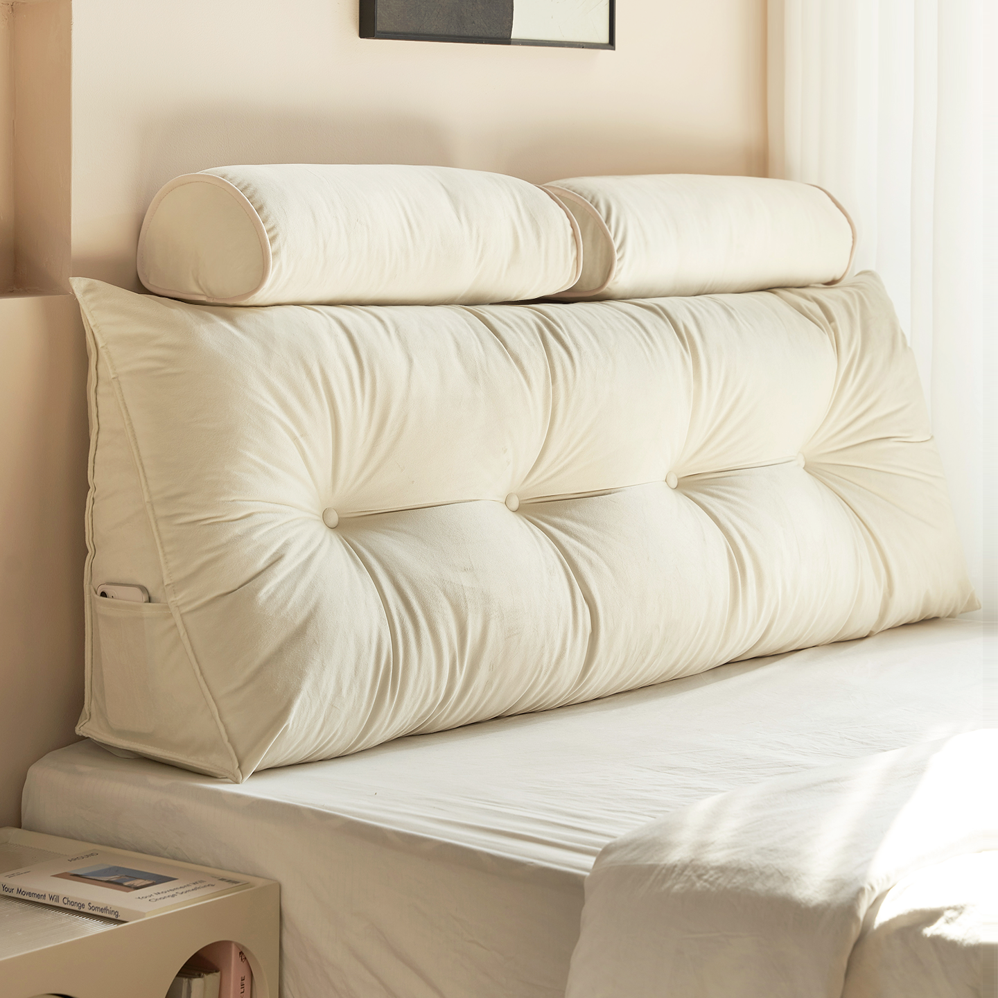 床头靠垫软包靠背榻榻米靠背垫床上防撞护腰大靠枕三角款沙发靠背