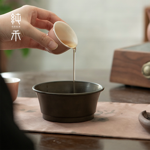 茶洗轻奢高端倒茶渣缸铜手工