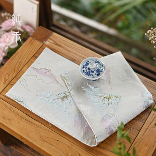 禅意桌布茶巾茶盘垫干泡台宋锦茶席 织锦锻金丝提花山海茶席新中式