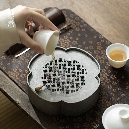 高级灰铝茶盘小型接储水托盘