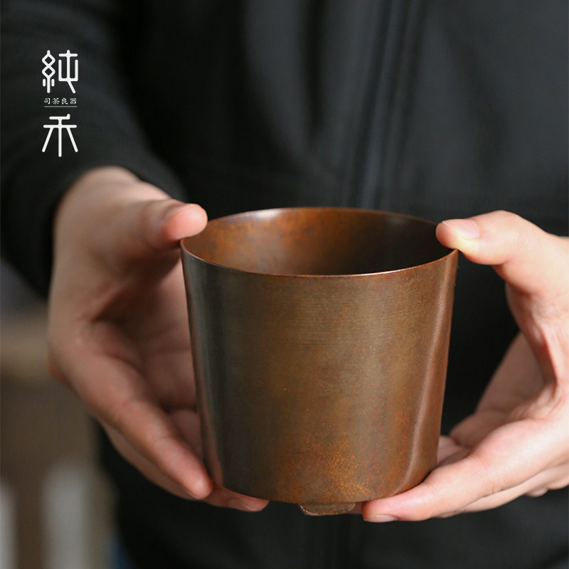 复古纯铜建水日式茶洗水洗杯洗家用手工水盂茶渣缸桶功夫茶具配件