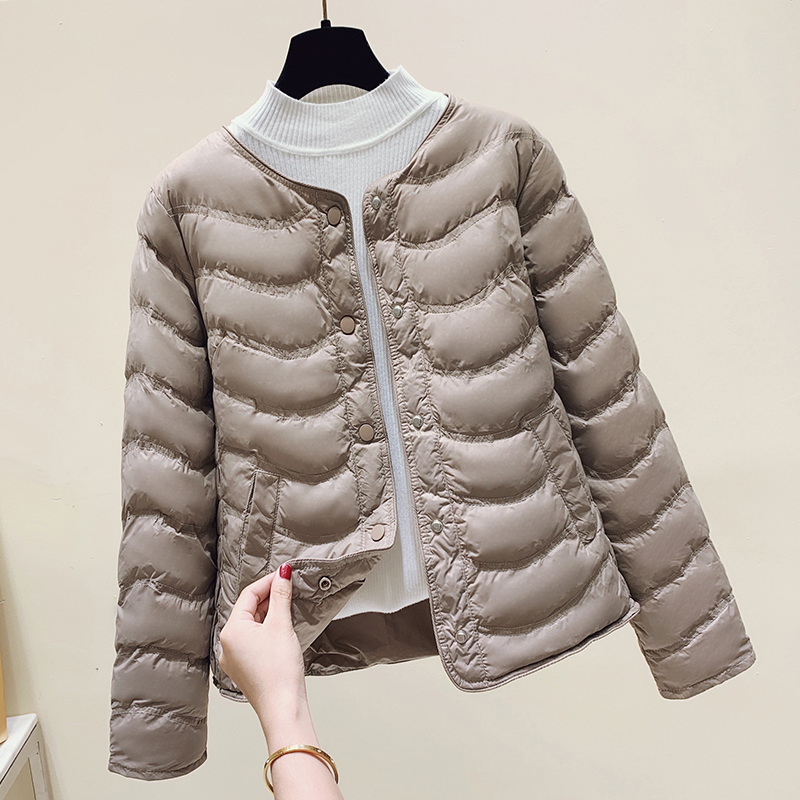 冬季无领轻薄羽绒棉服女内胆棉衣短款