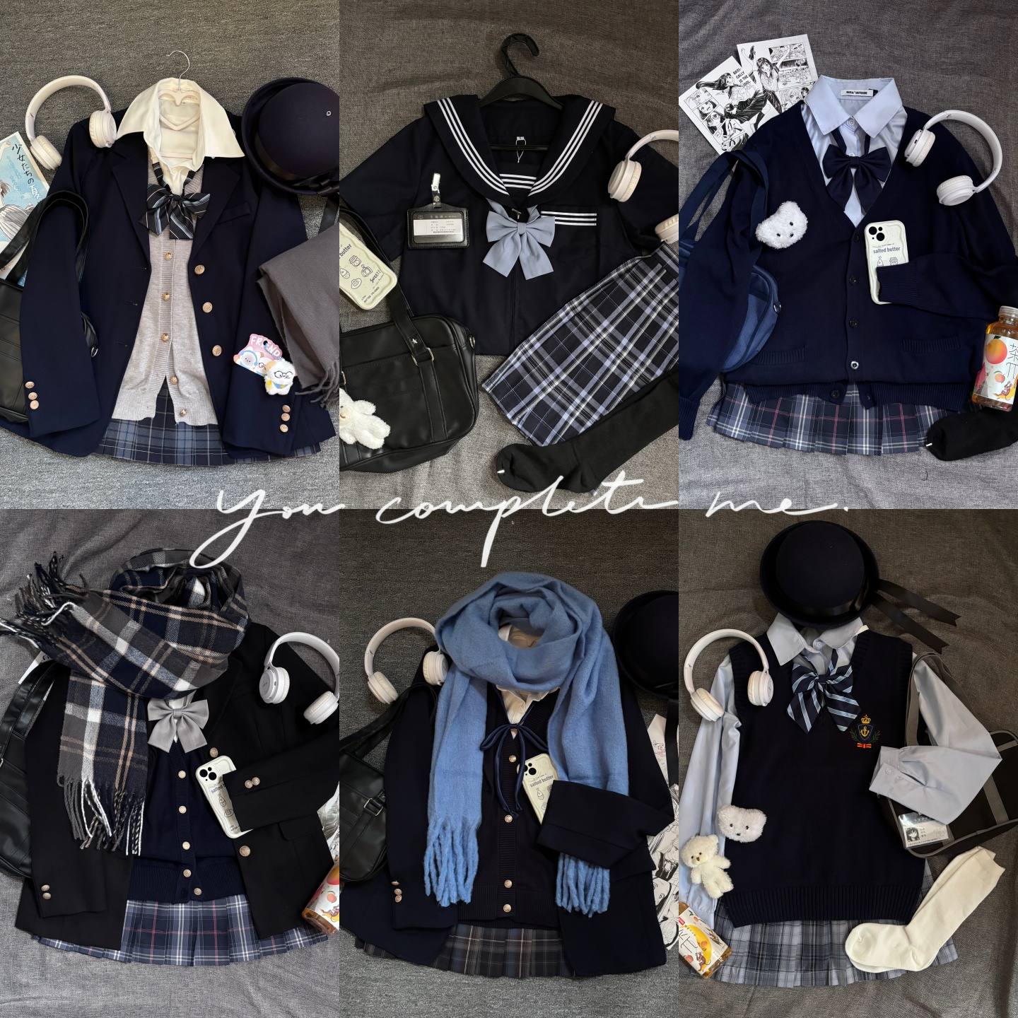 原创JK绀色系列穿搭西服开衫毛衣