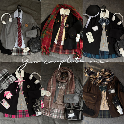 【JK孤品西服套装清仓】海月社原创制服秋冬女西装百褶裙正版格裙