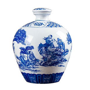 5斤装景德镇青花陶瓷酒坛子 酒瓶酒罐带热缩膜密封家用泡酒杨梅药