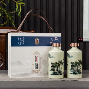 景德镇陶瓷酒瓶1斤5斤10斤家用高山流水白酒壶人民公社密封存酒坛