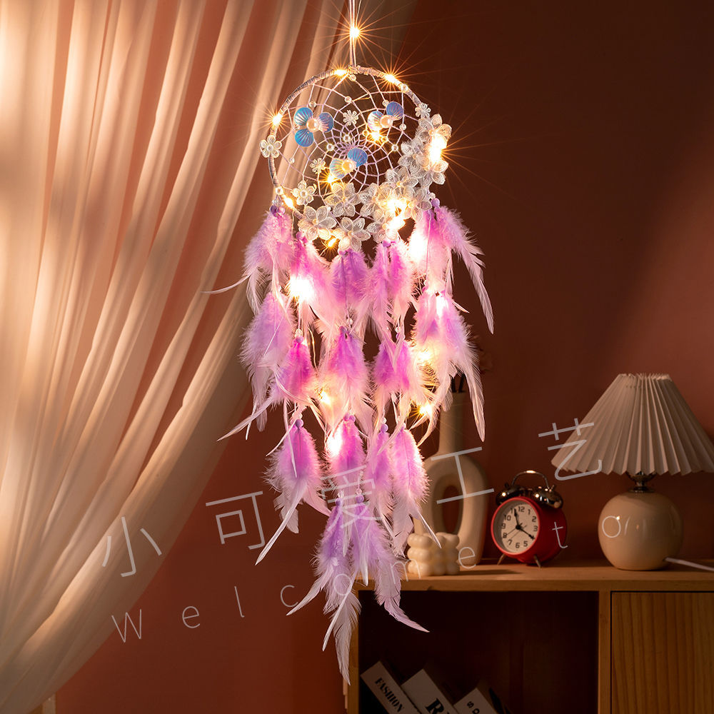 捕梦网diy少女心羽毛挂饰房间