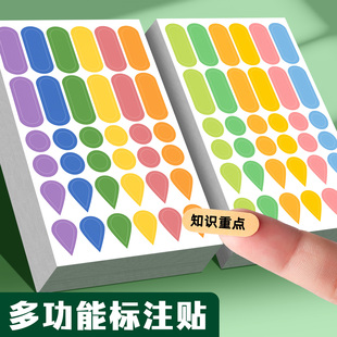 彩色圆点雨点贴贴纸索引水滴标注贴学生用多功能批注贴标签贴可粘贴小条标记指示条记事分类n次贴标注便利贴