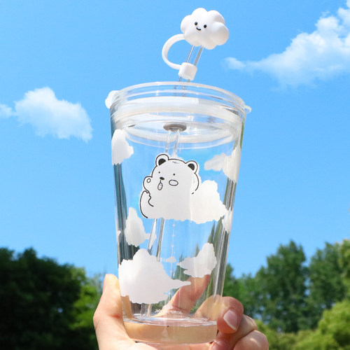 带吸管ins韩版森系少女网红水杯