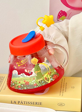 夏日水杯大容量高硼硅玻璃杯女高颜值家用大肚杯2025新款吸管杯子