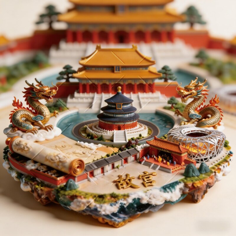 北京故宫金属浮雕冰箱贴创意3d立体磁吸装饰门贴伴手礼2026新款