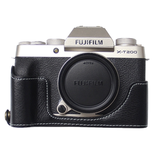 适用于富士X-T200相机包单肩保护套斜挎 底座真皮半套Fujifilm xt200复古皮套