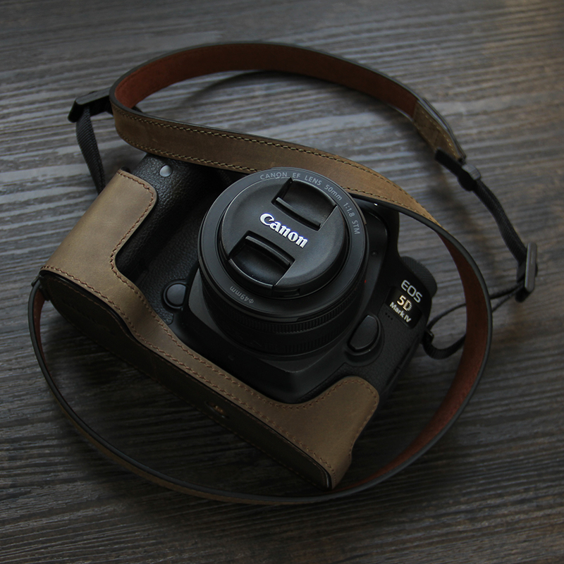 适用佳能5d4/5d3真皮相机套底座