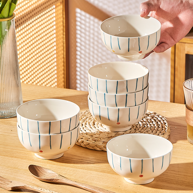 高颜值釉下彩陶瓷米饭碗家用新款