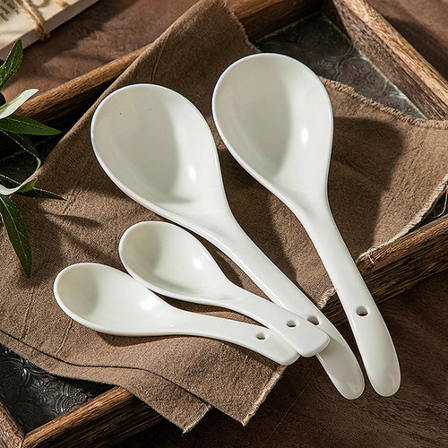 纯白陶瓷家用釉下彩日式勺子