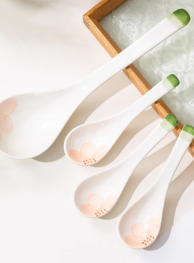 莫奈花园陶瓷勺子小勺调羹家用创意高颜值可爱小汤勺汤匙饭勺粥勺