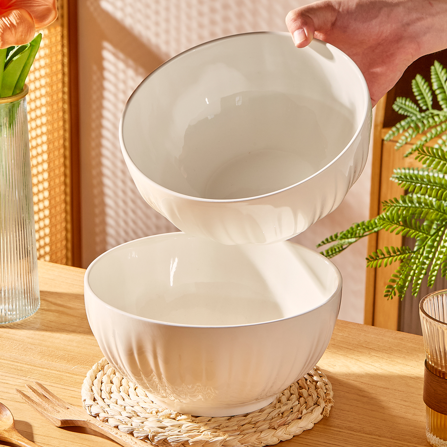 2025新款家用纯白色8寸大汤碗6寸