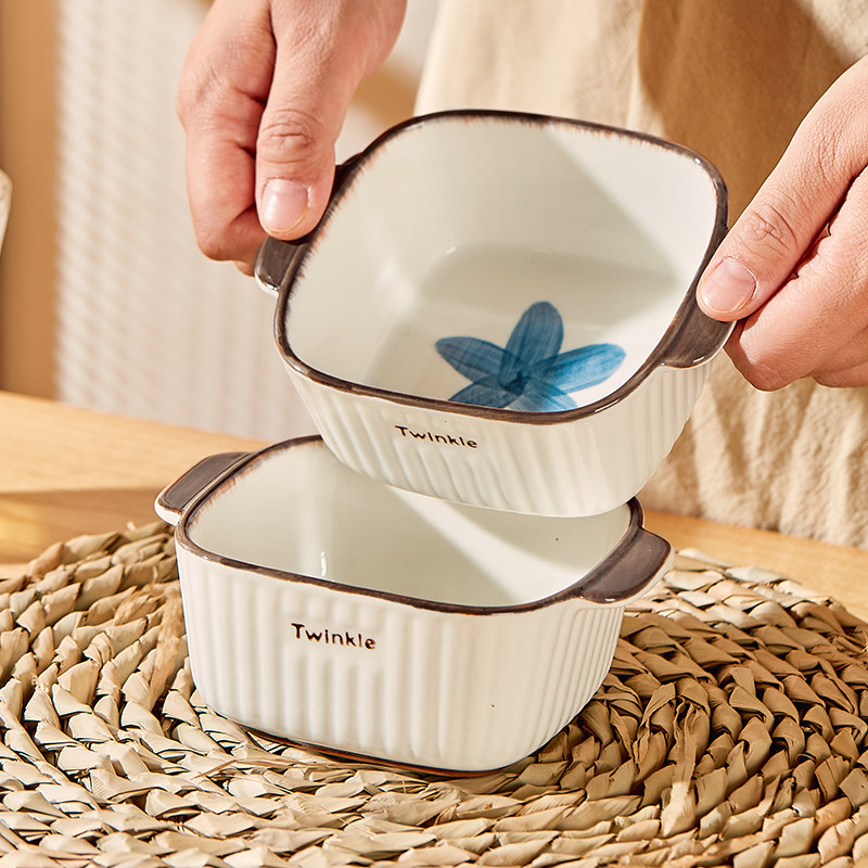 家用日式烤碗空气炸锅专用陶瓷双耳碗蒸蛋碗烤箱焗饭小碗沙拉碗,餐饮具,碗,淘宝优惠券,粉丝福利购,淘宝优惠卷