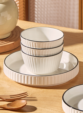 日式釉下彩陶瓷米饭碗汤面碗特别好看的小碗家用2025新款碗盘菜盘