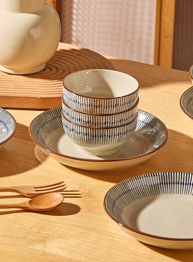 日式复古陶瓷米饭碗家用2025新款精致陶瓷碗盘餐具特别好看吃饭碗