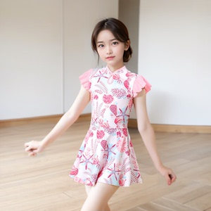 女童泳衣背心泳裙快干分体泳显瘦