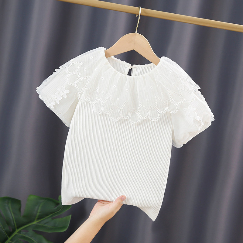 女童夏新款公主纯棉短袖体T恤翻领休闲小女孩洋气宝宝宽松t上衣潮