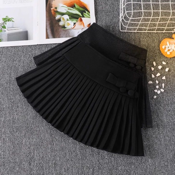 女童毛呢百褶加绒半身裙高腰2026秋冬季新款加厚洋气学院风短裙潮