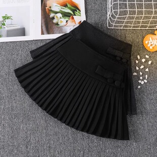 女童毛呢百褶加绒半身裙高腰2026秋冬季新款加厚洋气学院风短裙潮