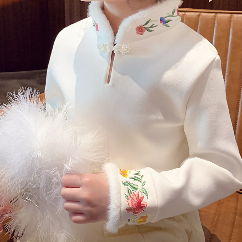女童秋冬加绒儿童新年服中式国风