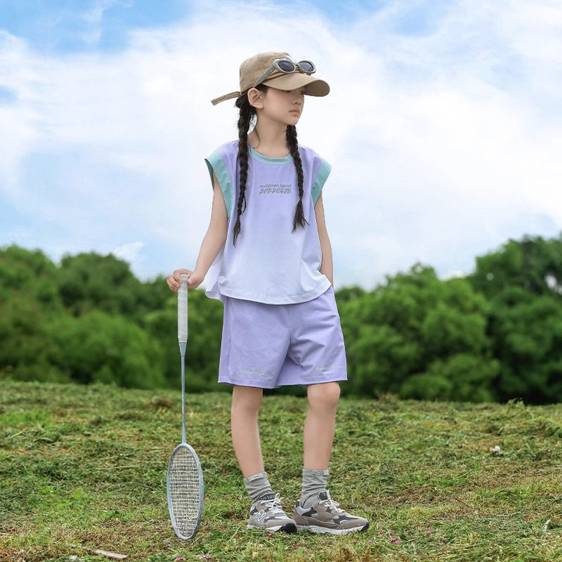 女童速干运动背心套装夏装洋气中大童2026新款儿童夏季短裤两件套