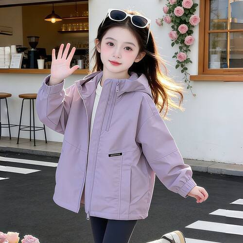 女童冲锋衣风衣外套2026春秋新款