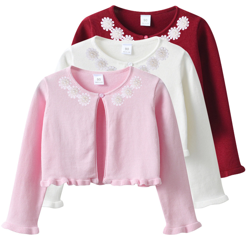 女童小披肩蝴蝶结针织开衫外套2026夏新款中小童毛衣搭配裙空调衫