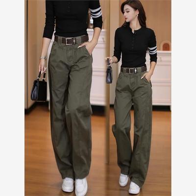 弯刀阔腿工装裤女2025春