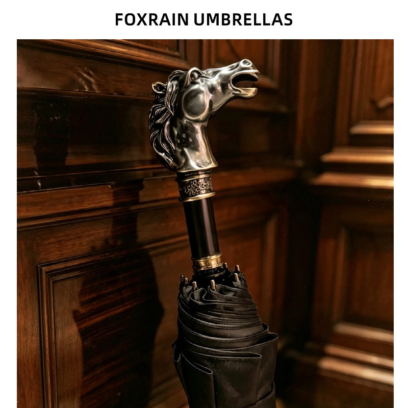 FOXRAIN复古合金马头伞绅装高级时尚生肖伞礼品贵族定制晴雨两用